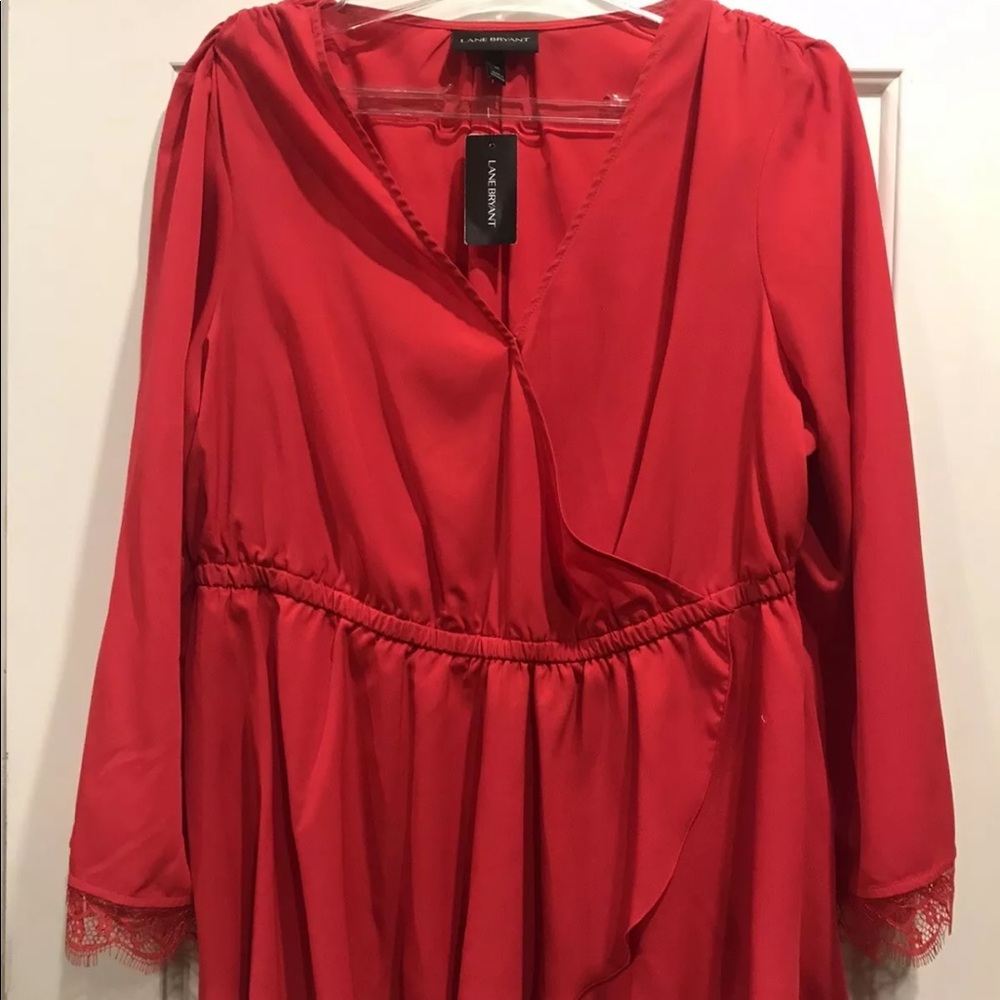 Lane Bryant red blouse top size 14 NWT